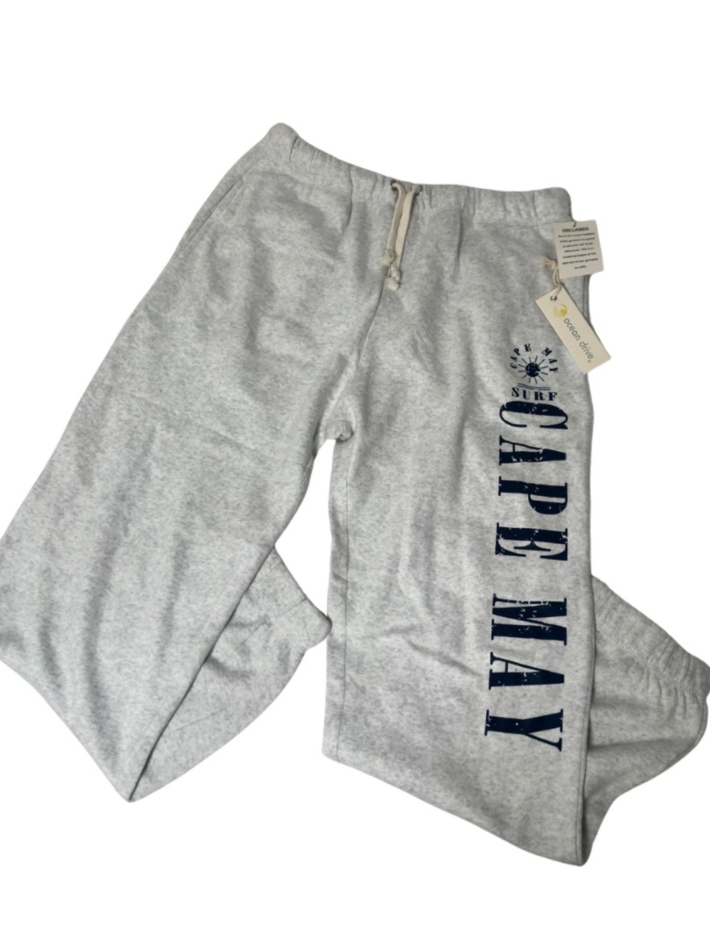 Ocean Drive Gray Sweatpants with Navy Cape May Print